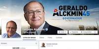 <p>Página do governador Geraldo Alckmin no Facebook</p>  Foto: Reprodução