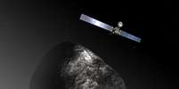 Sonda Rosetta e cometa 67P/Churyumov-Gerasimenko  Foto: ESA MEDIALAB - C. CARREAU / AFP