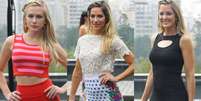 (Esq. para dir.) Fiorella Mattheis, Govanna Ewbank e Ticiane Pinheiro desfilam pela Thelure  Foto: Leo Franco / AgNews