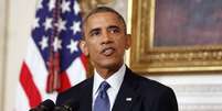 <p>Presidente dos EUA, Barack Obama fala sobre a situação de ajuda humanitária no Iraque, no State Dining Room da Casa Branca, em Washington, em 7 de agosto</p>  Foto: Larry Downing / Reuters