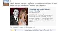 <p>Notícia falsa relatando o namoro da cantora Taylor Swift com um senador foi amplamente compartilhado na rede social</p>  Foto: Buzzfeed / Reprodução
