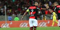 <p>Léo Moura converteu o pênalti contra o Atlético-MG</p>  Foto: Gilvan de Souza/ Flamengo