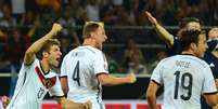 Müller comemora gol da vitória da Alemanha  Foto: John MacDougall / AFP