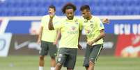 Marcelo e Neymar participam de treino da Sele&ccedil;&atilde;o  Foto: Rafael Ribeiro/CBF / Divulga&ccedil;&atilde;o