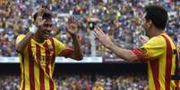 <p>Neymar e Lionel Messi s&atilde;o esperan&ccedil;as do Barcelona</p>  Foto: Lluis Gene / AFP