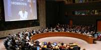 <p>Membros do Conselho de Segurança da ONU participam de uma conferência sobre o surto do ebola, no escritório da ONU em Nova York, em 18 de setembro</p>  Foto: Shannon Stapleton / Reuters