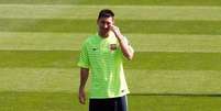 Jogador do Barcelona Lionel Messi treina na Ciutat Esportiva Joan Gamper, em Sant Joan Despi, perto de Barcelona. 16/9/2014  Foto: Gustau Nacarino / Reuters