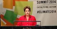 Presidente Dilma Rousseff durante pronunciamento na Cúpula do Clima da ONU, em Nova York. 23/09/2014.  Foto: Mike Segar / Reuters