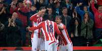 Stoke comemora gol contra o Newcastle  Foto: Martin Rickett / AP