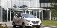 <p>Hyundai quer popularizar carro com célula de combustível no mercado doméstico</p>  Foto: Hyundai / Divulgação