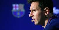 <p>Atacante do Barcelona Lionel Messi em entrevista no Camp Nou</p>  Foto: Albert Gea / Reuters