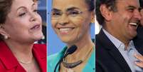 <p>Dilma Rousseff (PT), Marina Silva (PSB) e Aécio Neves (PSDB) fizeram 24 viagens na região nesta semana</p>  Foto: Reprodução