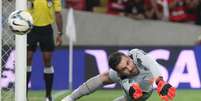 Victor quase defendeu p&ecirc;nalti cobrado por Chic&atilde;o  Foto: Gilvan de Souza / Flamengo / Divulga&ccedil;&atilde;o