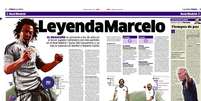 <p>Lateral brasileiro ganhou reportagem de página dupla no jornal Marca</p>  Foto: Marca / Reprodução