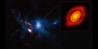 <p>Formação de um planeta ao redor da estrela HL Tauri, localizada a cerca de 450 anos-luz</p>  Foto: Twitter