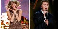 Montagem de fotos da estrela pop Taylor Swift e do cantor brit&acirc;nico de soul-pop Sam Smith durante o American Music Awards, em Los Angeles, nos Estados Unidos, em novembro. 23/11/2014  Foto: Mario Anzuoni / Reuters