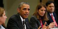 Presidente dos Estados Unidos, Barack Obama, se reúne com assessores para discutir combate ao Ebola em Washington. 12/11/2014  Foto: Kevin Lamarque / Reuters