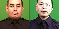 Os policiais Rafael Ramos e Wen Jian Liu, mortos a tiros dentro de seu carro de patrulha, em 20 de dezembro, em Nova York  Foto: Departamento de Polícia de Nova York / AP
