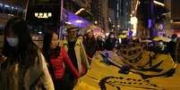 Manifestantes protestam pela democracia em hong Kong  Foto: AFP