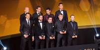 Sele&ccedil;&atilde;o de 2014 &eacute; escolhida pela Fifa: Manuel Neuer; Sergio Ramos, Thiago Silva, David Luiz e Philip Lahm; Toni Kroos, Di Mar&iacute;a e Iniesta; Cristiano Ronaldo, Messi e Robben  Foto: Philipp Schmidli / Getty Images 