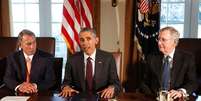 Presidente dos Estados Unidos, Barack Obama, se reúne com líderes do Congresso na Casa Branca, em Washington. 13/01/2015  Foto: Larry Downing / Reuters