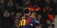 <p>Neymar e Messi mostraram que a dupla está entrosada contra o Elche</p>  Foto: Fernando Bustamante / AP