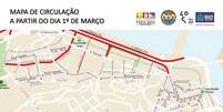 <p>Mapa de como ficará os sentidos e circulação com o túnel</p>  Foto: Prefeitura / Divulgação