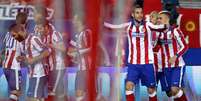 Atlético comemora gol de abertura do placar  Foto: Daniel Ochoa Adeolza / AP