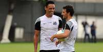 Ricardo Oliveira e Elano tem contratos até o fim de maio, mas devem permanecer  Foto: Ivan Storti / Divulgação Santos FC