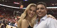 <p>Ronaldo e&nbsp;Celina&nbsp;foram &agrave; AmericanAirlanes Arena ver Miami Heat x San Antonio Spurs</p>  Foto: Instagram / Reprodução