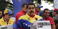 Presidente da Venezuela Nicolás Maduro durante comício em Caracas. 09/04/2015  Foto: Marco Bello / Reuters