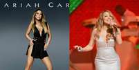 <p>Mariah Carey exagera no Photoshop em foto do CD (&agrave; esq.); &agrave; direita, a cantora em dezembro de 2014</p>  Foto: Facebook / Getty Images  / Reprodu&ccedil;&atilde;o
