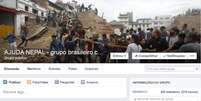 Por volta das 16h30, a página possuía 220 membros na rede social  Foto: Facebook/ AJUDA NEPAL / Reprodução