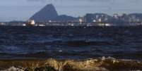 Lixo na praia da Bica, às margens da Baía de Guanabara  Foto: Ricardo Moraes / Reuters