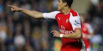 Alexis Sanchez, do Arsenal, comemora gol marcado contra o Hull City, pelo Campeonato Inglês. 04/05/2015  Foto: Action Images / Reuters