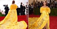Só deu Rihanna nos comentários sobre os vestidos do baile do MET, em Nova York  Foto: Getty Images