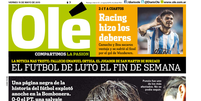 Olé vê episódio como uma “página negra” na história do futebol argentino  Foto: Olé / Reprodução