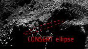 Imagem revela um "pontinho" que pode ser a sonda 'perdida', Philae  Foto: Daily Mail / Reprodução