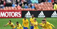 Jogadores da Seleção festejam classificação à semifinal do Mundial Sub-20  Foto: Tom Dulat / Getty Images