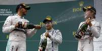 Pódio do GP da Àustria teve dupla da Mercedes e Felipe Massa  Foto: Darko Bandic / AP