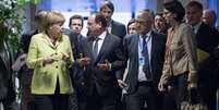 Chanceler alemã, Angela Merkel, e  presidente francês, François Hollande, durante encontro em Berlim  Foto: Hannibal Hanschke / Reuters
