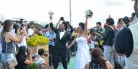 Primeiro casamento coletivo de parceiros homossexuais em Brasília, em frente ao Congresso Nacional, no Dia Mundial do Orgulho Gay  Foto: Antonio Cruz / Agência Brasil