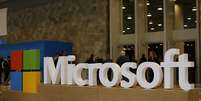 Logotipo do Microsoft na entrada de um conferência da empresa em San Francisco, na Califórnia  Foto: Stephen Lam / Getty Images