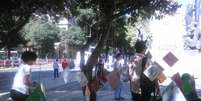 Membros da Associação dos Docentes da UFRJ (Adufrj) promovem aulas públicas em protesto no centro do Rio de Janeiro  Foto: Divulgação