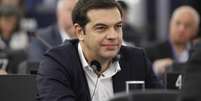 Alexis Tsipras, primeiro-ministro da Grécia, em plenário do Parlamento Europeu  Foto: Michele Tantussi / Getty Images