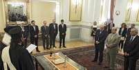Presidente grego Prokopis Pavlopoulos designa novos ministros durante cerim&ocirc;nia na Mans&atilde;o Presidencial, em Atenas, em 18 de julho   Foto: ORESTIS PANAGIOTOU / Efe