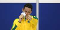 Thiago Pereira festeja mais uma medalha em Toronto  Foto: Satiro Sodre / SS Press