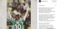 Valdivia escreve mensagem em agradecimento ao Palmeiras  Foto: Reprodução / Instagram