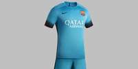 Barcelona reforça o tom azul em detalhes pretos na terceira camisa  Foto: Site oficial da Nike
