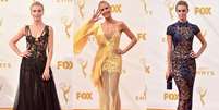 Julianne Hough, Heidi Klum e Christine Marzano exibiram suas curvas em forma com vestidos repletos de transparências  Foto: Getty Images